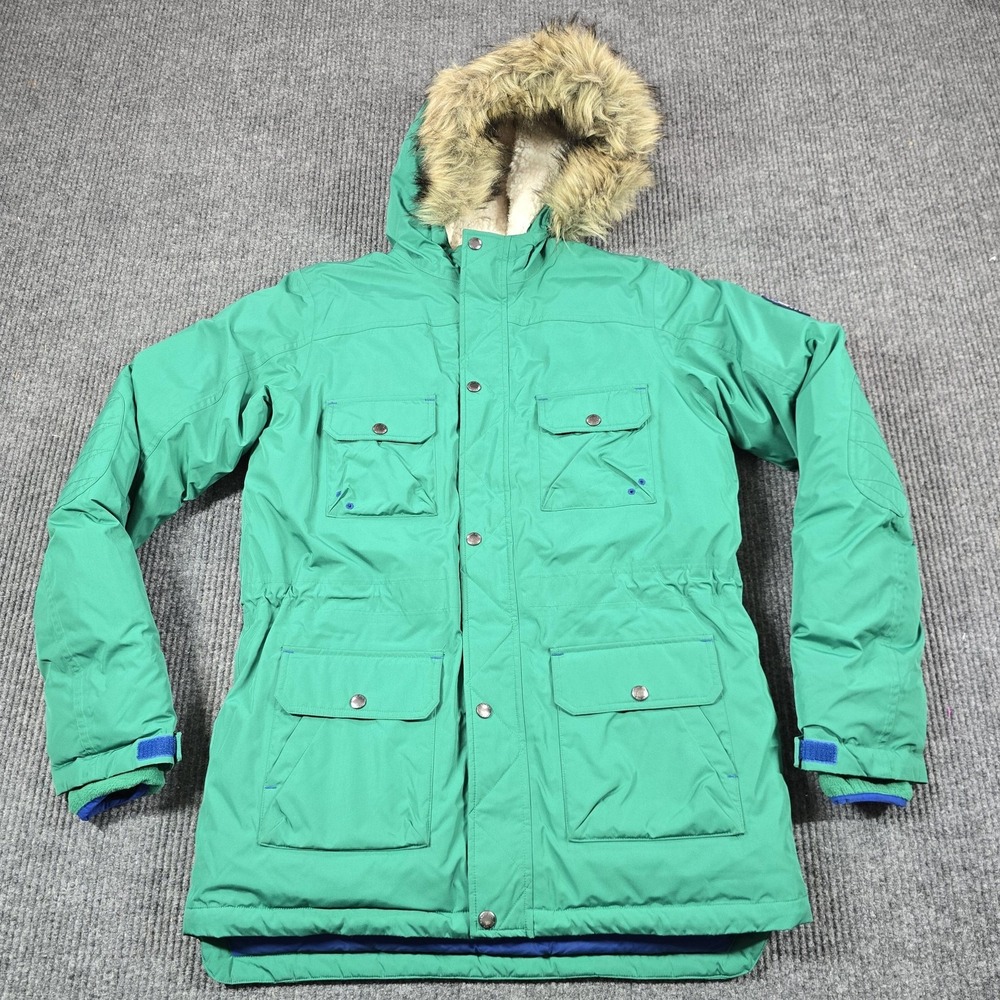 Lands End Parka Youth XL 18-20 Green Faux Fur Hood Down Insulated Winter Coat - Picture 3 of 13